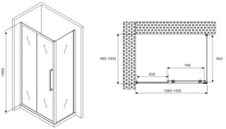 Душевой уголок ABBER Schwarzer Diamant AG30140MH-S100M 140x100см хром